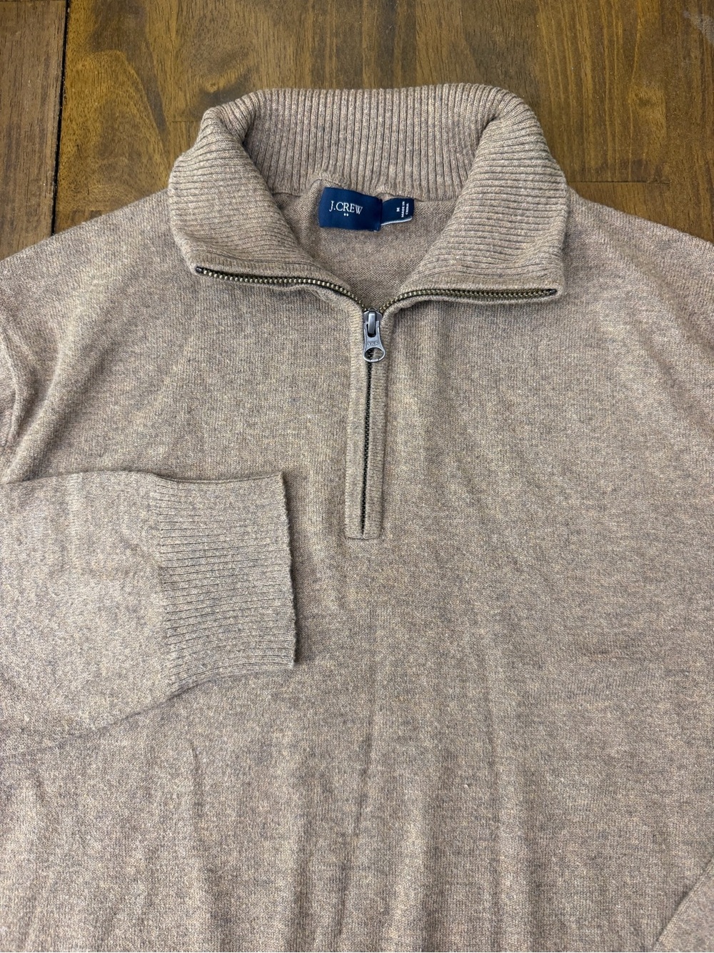 J.Crew Men’s Large Merino Wool Blend Half Zip Sweater Taupe